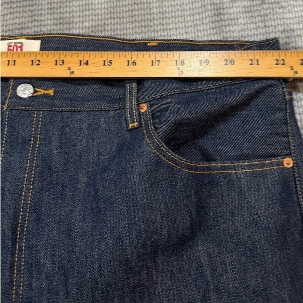 Levis 501 Original Fit Jeans Mens 44x32 Dark Indigo Shrink To Fit Button Fly NEW